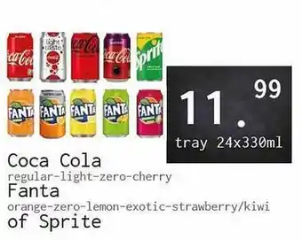 Naanhof Coca cola regular-light-zero-cherry, fanta orange-zero-lemon-exotic-strawberry-kiwi of sprite aanbieding