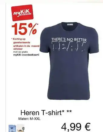 Kik Heren t-shirt 15% korting aanbieding