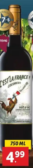 Lidl C'est la france cocorico 2020 pay doc igp cabernet sauvignon aanbieding