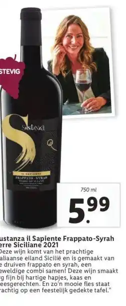 Lidl Sustanza il sapiente frappato-syrah terre siciliane 2021 aanbieding