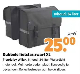 Plentyparts Dubbele fietstas zwart xl aanbieding