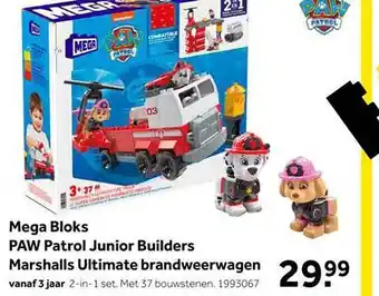 Intertoys Mega bloks paw patrol junior builders marshalls ultimate brandweerwagen aanbieding