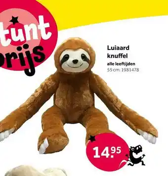 Intertoys Luiaard knuffel aanbieding