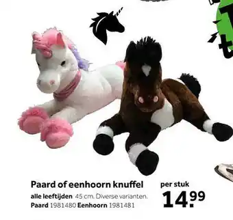 Intertoys Paard of eenhoorn knuffel aanbieding