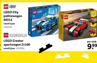 Intertoys Lego city politiewagen of lego creator sportwagen aanbieding