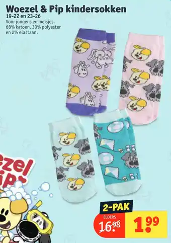 Kruidvat Woezel & Pip kindersokken 19-22 en 23-26 aanbieding