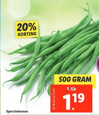 Lidl Sperziebonen 500 gram aanbieding