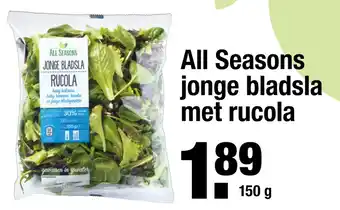 ALDI All Seasons jonge bladsla met rucola 150 g aanbieding