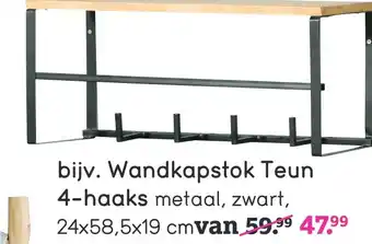 Leen Bakker Wandkapstok Teun 4-haaks 24x58 aanbieding