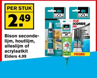 Hoogvliet Bison seconde- lijm, houtlijm, alleslijm of acrylaatkit aanbieding