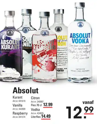 Sligro Absolut Vodka 700ml-1L aanbieding