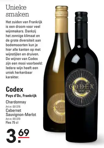 Sligro Codex Pays d'Oc 750ml aanbieding