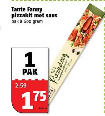 Poiesz Tante Fanny pizzakit met saus 600 gram aanbieding