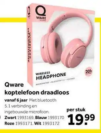 Intertoys Qware koptelefoon draadloos aanbieding