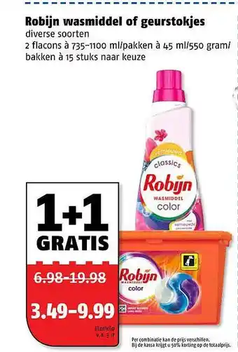 Poiesz Robijn wasmiddel of geurstokjes 2 flacons aanbieding