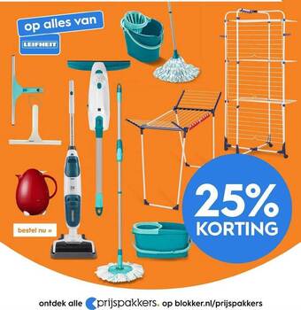 Blokker Op alles van leifheit 25% korting aanbieding