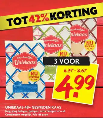 Dekamarkt Uniekaas 48+ gesneden kaas 165 gr aanbieding