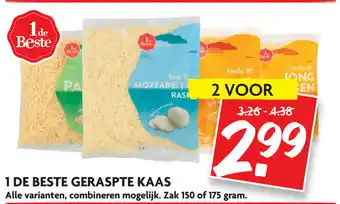 Dekamarkt 1 de Beste geraspte kaas 2*150-175 gr aanbieding