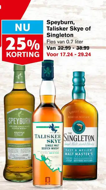 Hoogvliet Speyburn, talisker skye of singleton aanbieding