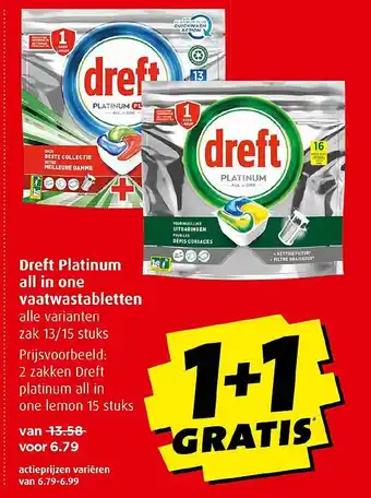 Boni Dreft platinum all in one vaatwastabletten aanbieding