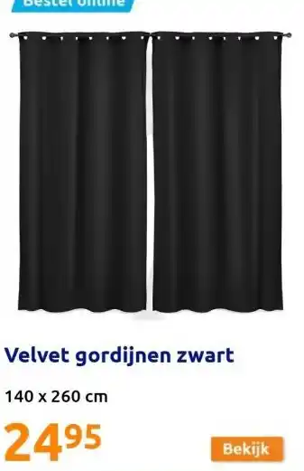 Action Velvet gordijnen zwart aanbieding