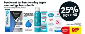 Kruidvat Deodorant ter bescherming tegen overmatige transpiratie 25% korting aanbieding