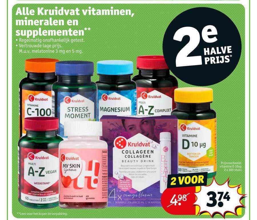 Alle kruidvat vitaminen, mineralen en supplementen aanbieding bij Kruidvat