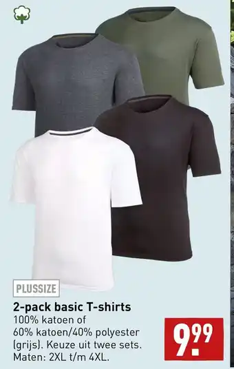 ALDI 2-pack basic t-shirts aanbieding