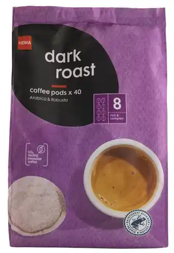 HEMA Koffiepads dark roast - 40 stuks aanbieding