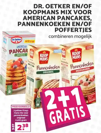 Boon`s Markt Dr. Oetker en/of Koopmans mix voor American pancakes, pannenkoeken en/of poffertjes aanbieding