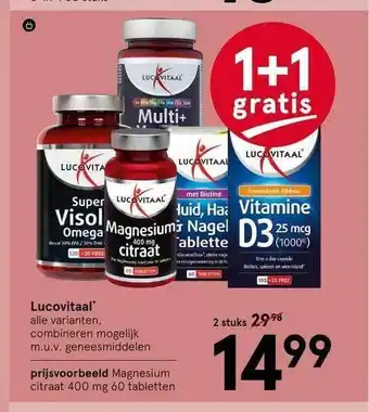 Etos Lucovitaal magnesium citraat 400 mg 60 tabletten 1+1 gratis aanbieding