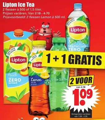 Dirk Lipton Ice Tea 2*500/1.5L aanbieding