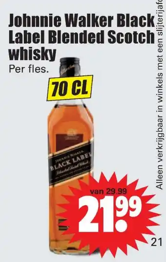 Dirk Johnnie Walker Black Label Blended Scotch whisky 70 cl aanbieding