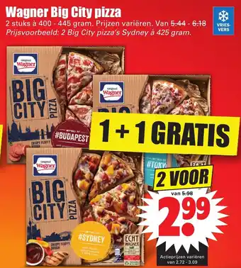 Dirk Wagner Big city pizza 2*440-445g aanbieding