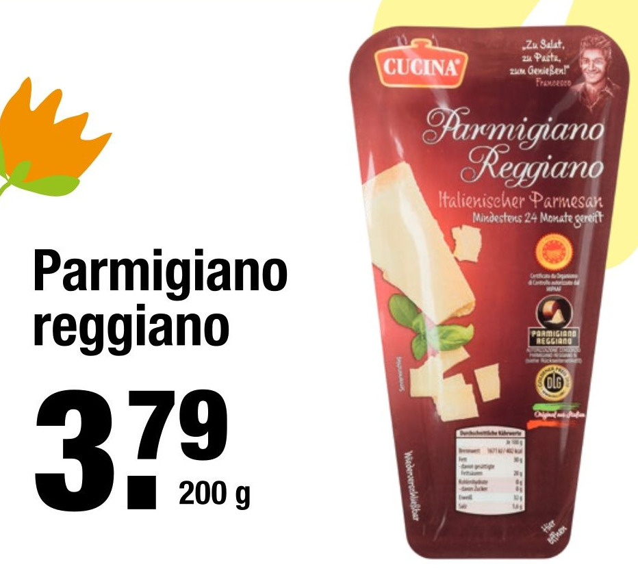 Parmigiano reggiano 200g aanbieding bij ALDI