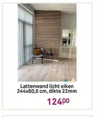 Karwei Lattenwand licht eiken 244x60,5 cm, dikte 22mm aanbieding