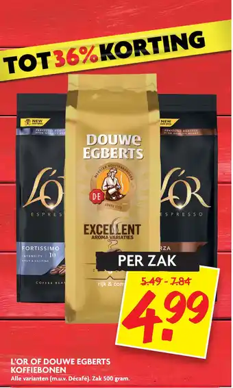 Dekamarkt L'or Of Douwe Egberts Koffiebonen 500 gram aanbieding