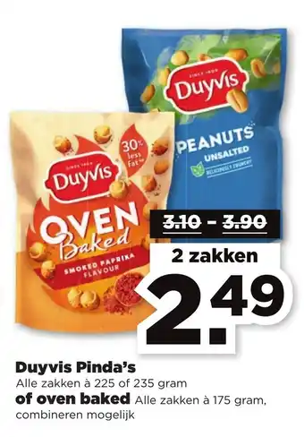 PLUS Duyvis pinda's of oven baked 175g aanbieding