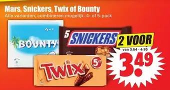 Dirk Mars, Snikers, Twix of Bounty 2*4-/5-pack aanbieding