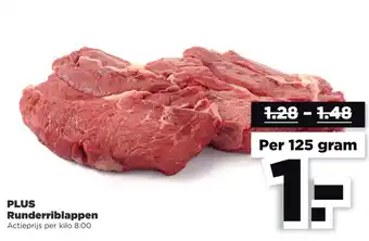 PLUS PLUS Runderriblappen 125 gram aanbieding