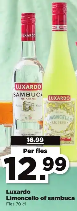 PLUS Luxardo limoncello of sambuca 70cl aanbieding