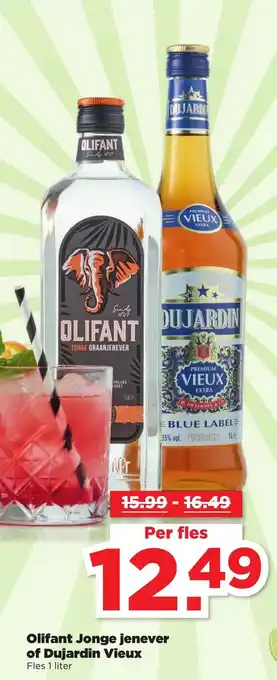 PLUS Olifant jonge jenever of dujardin vleux 1 liter aanbieding