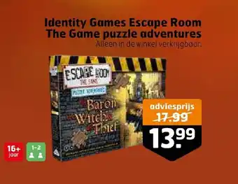 Trekpleister Identity Games Escape Room The Game puzzle adventures aanbieding