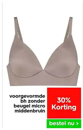 HEMA Voorgevormde bh zonder beugel micro middenbruin 30% korting aanbieding