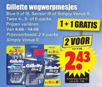 Dirk Gillette wegwerpmesjes 1+1 aanbieding