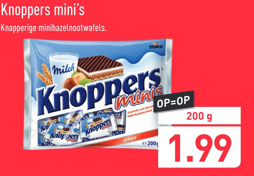 Knoppers mini's 200g aanbieding bij ALDI