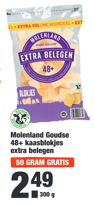 ALDI Molenland Goudse 48+ kaasblokjes extra belegen aanbieding