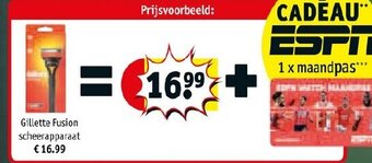 Kruidvat Gillette fusion scheerapparaat aanbieding