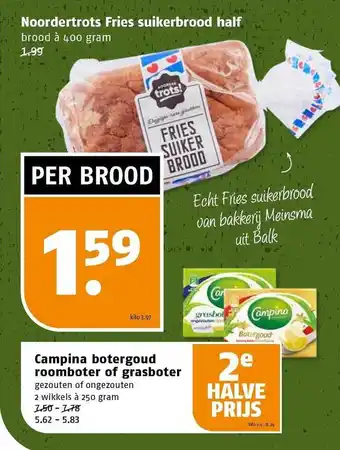 Poiesz Noordertrots fries suikerbrood half of campina botergoud roomboter of grasboter aanbieding