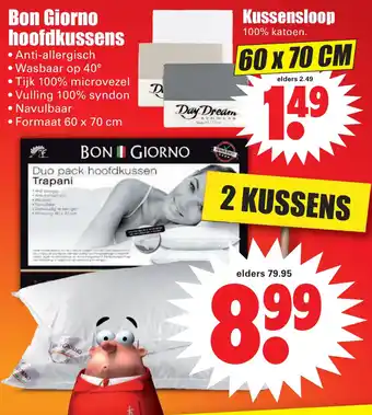 Dirk Bon Giorno hoofdkussens aanbieding